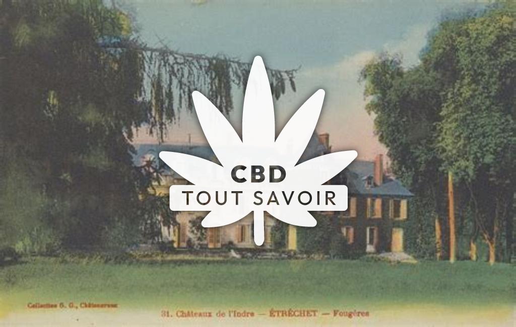 Village à Etrechet avec feuille Cannabis CBD