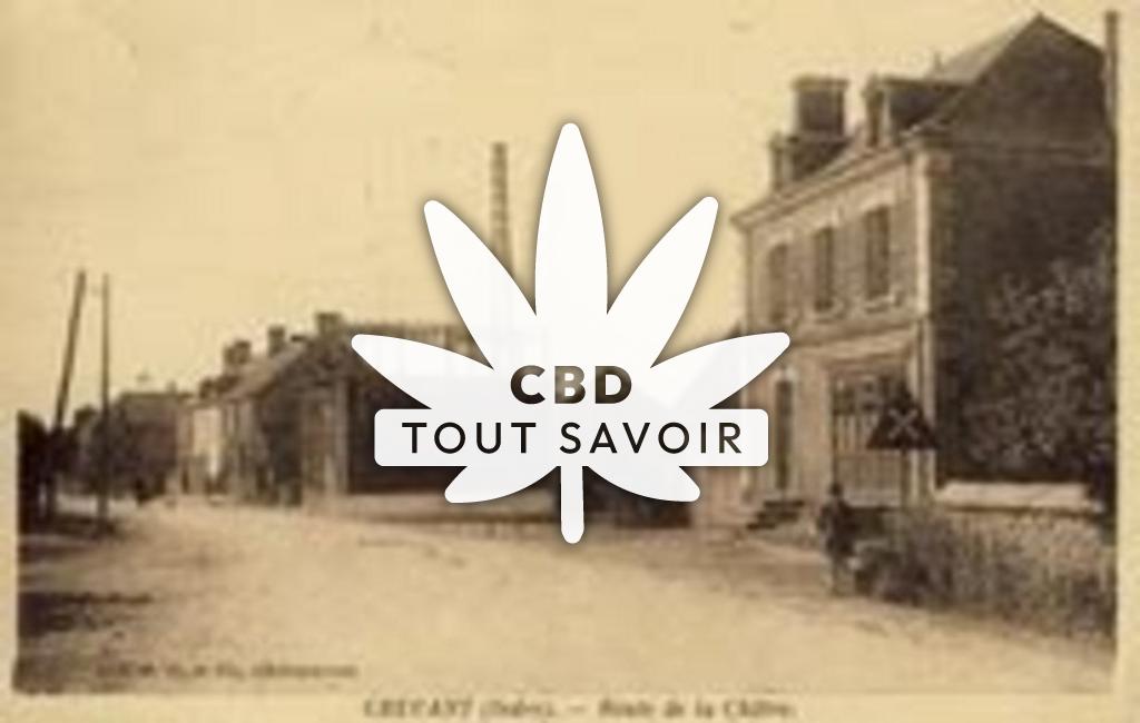 Village à Crevant avec feuille Cannabis CBD