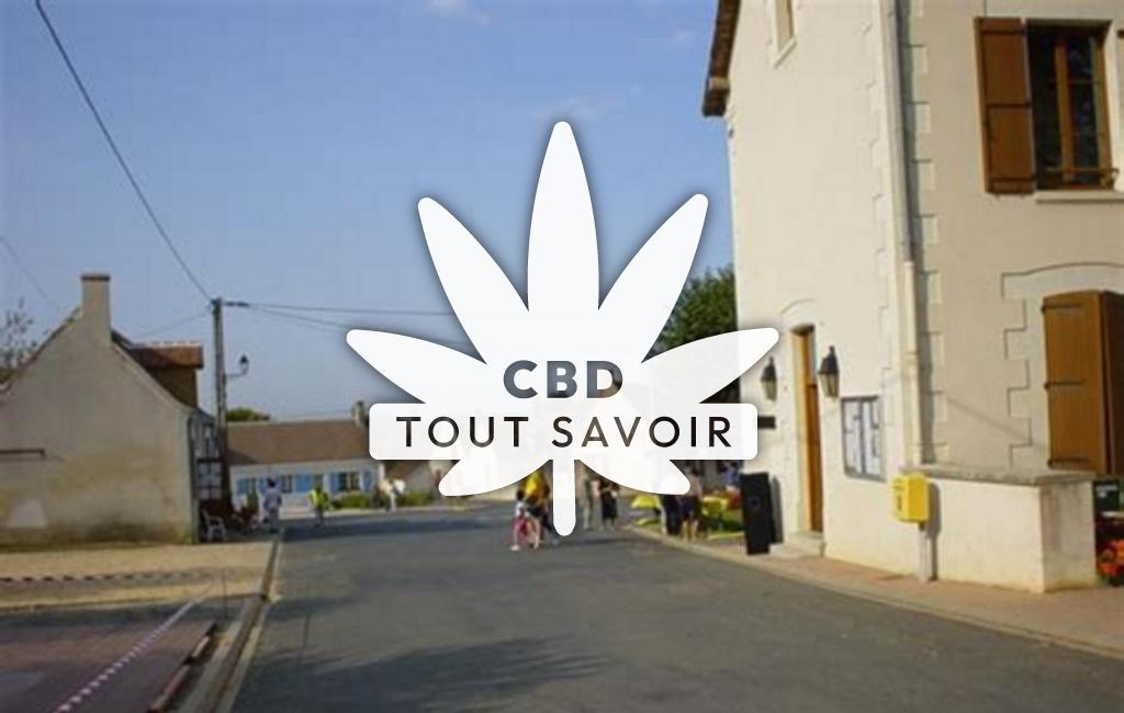 Village à Guilly avec feuille Cannabis CBD