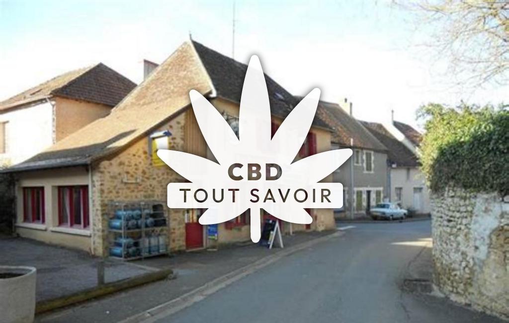 Village à Sacierges-Saint-Martin avec feuille Cannabis CBD