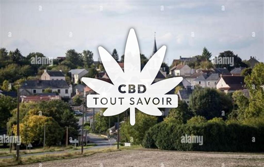 Village à Merigny avec feuille Cannabis CBD