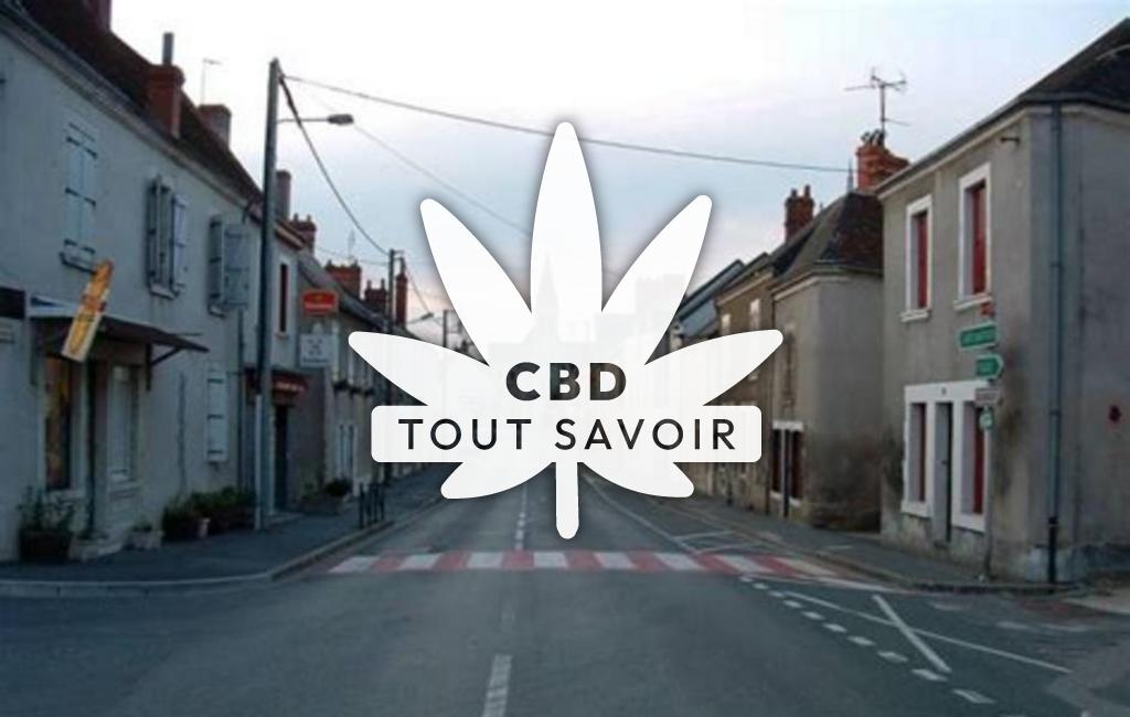Village à Saint-Lactencin avec feuille Cannabis CBD