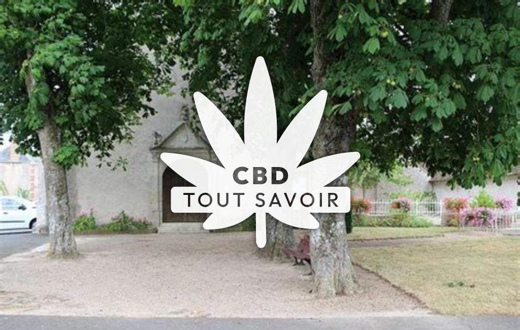 Village à Saint-Nicolas-des-Motets avec feuille Cannabis CBD