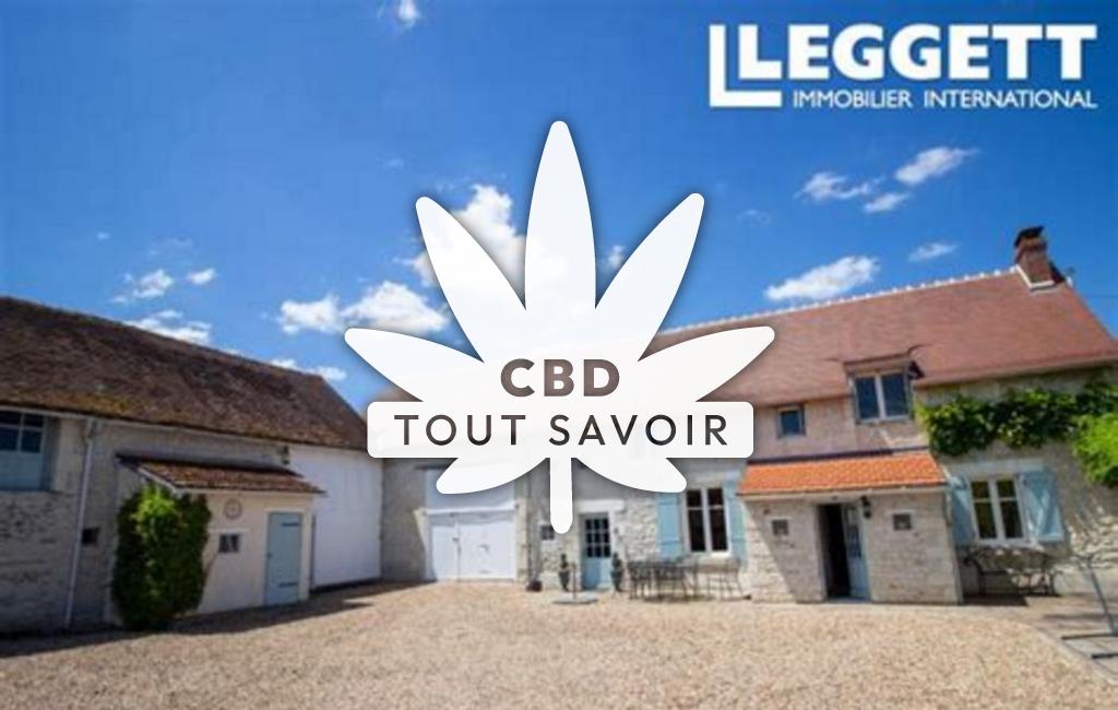 Village à Marigny-Marmande avec feuille Cannabis CBD