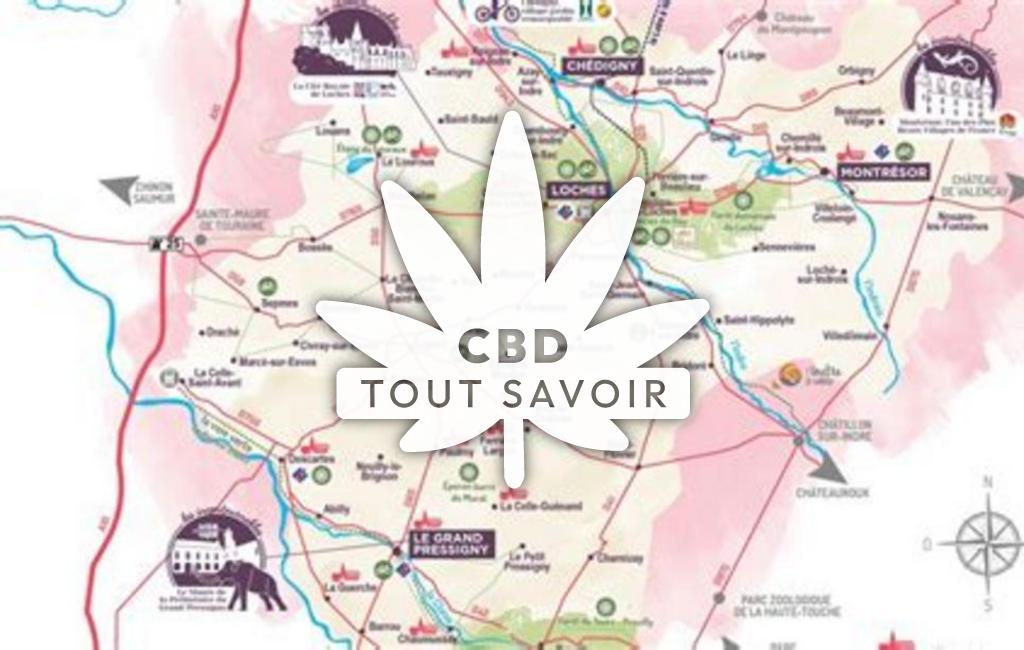 Village à La-Croix-en-Touraine avec feuille Cannabis CBD