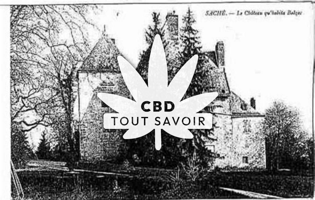 Village à Sache avec feuille Cannabis CBD