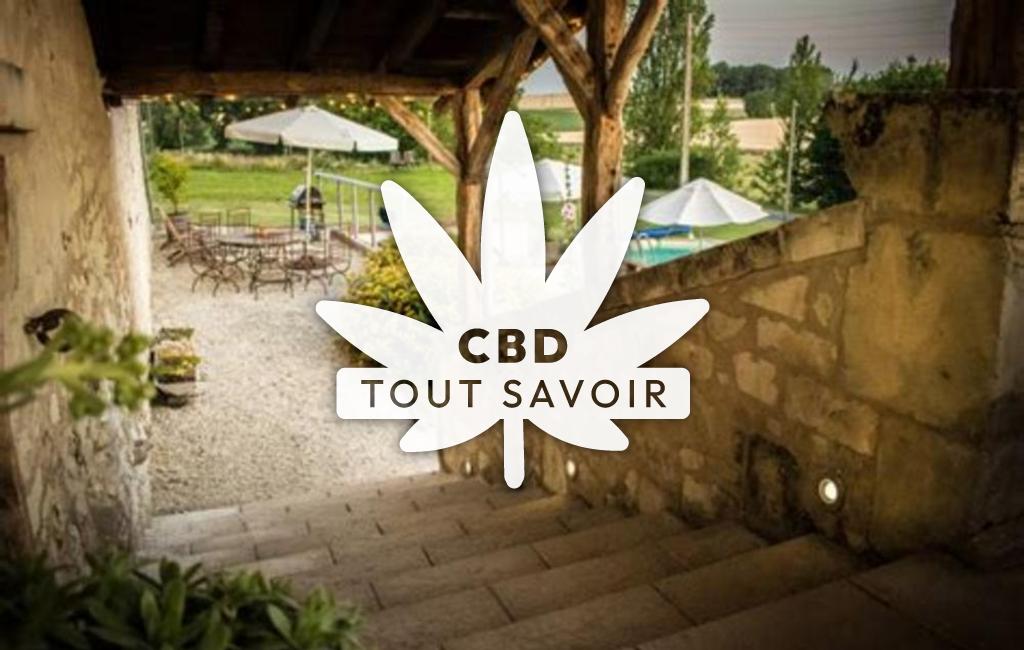 Village à Cussay avec feuille Cannabis CBD