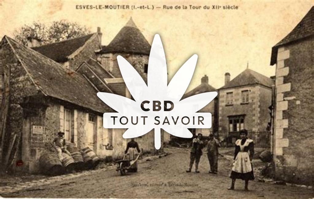 Village à Esves-le-Moutier avec feuille Cannabis CBD