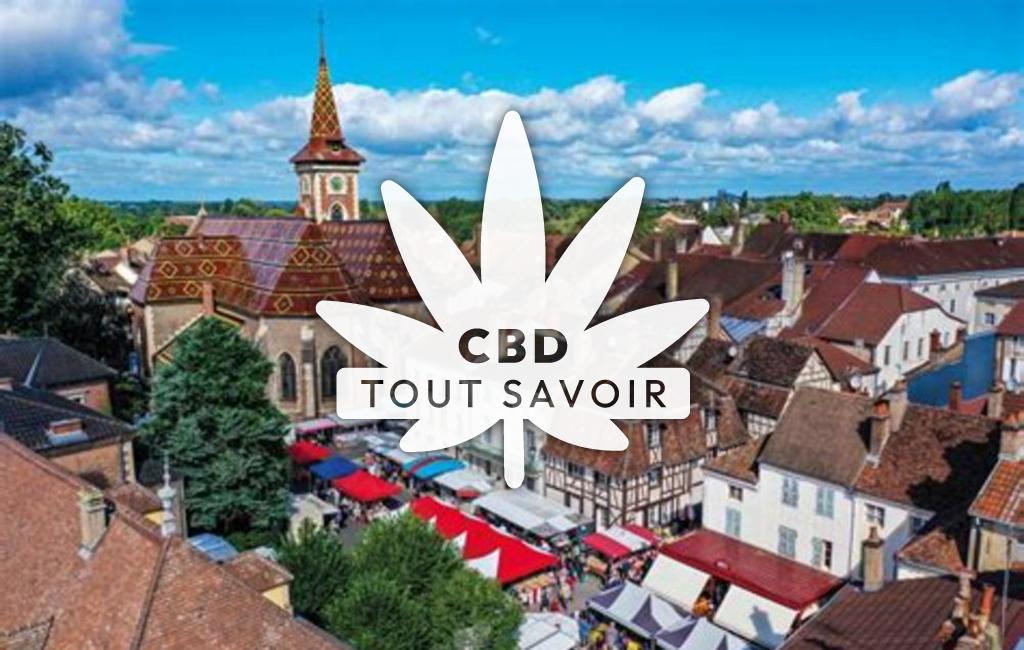 Village à Louans avec feuille Cannabis CBD