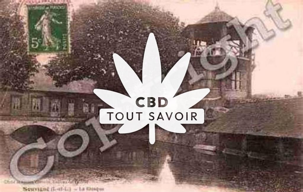 Village à Souvigne avec feuille Cannabis CBD