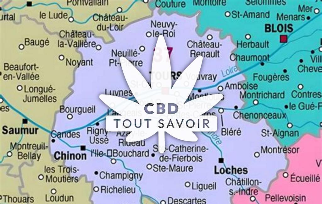 Village à Villiers-au-Bouin avec feuille Cannabis CBD