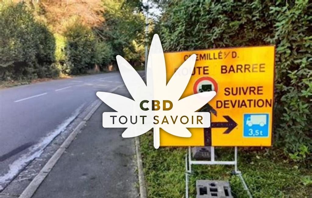 Village à Chemille-sur-Deme avec feuille Cannabis CBD