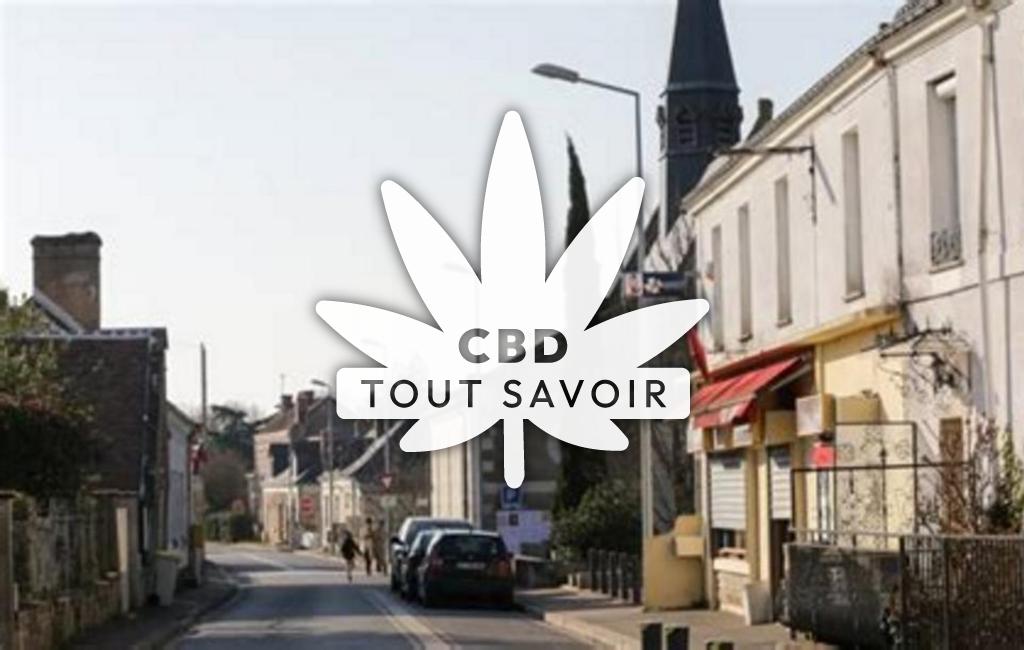 Village à Saint-Genouph avec feuille Cannabis CBD