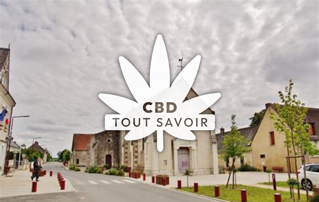 Village à Montreuil-en-Touraine avec feuille Cannabis CBD