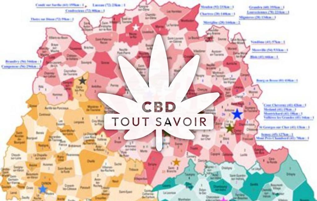 Village à Mosnes avec feuille Cannabis CBD