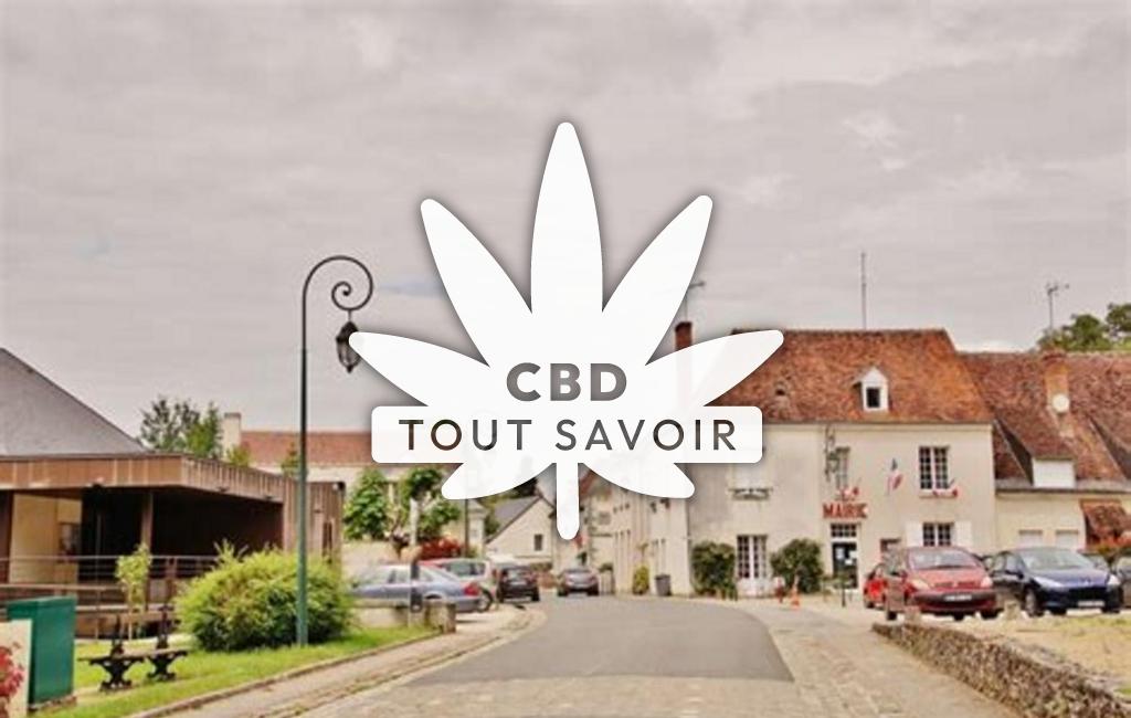 Village à Saint-Ouen-les-Vignes avec feuille Cannabis CBD