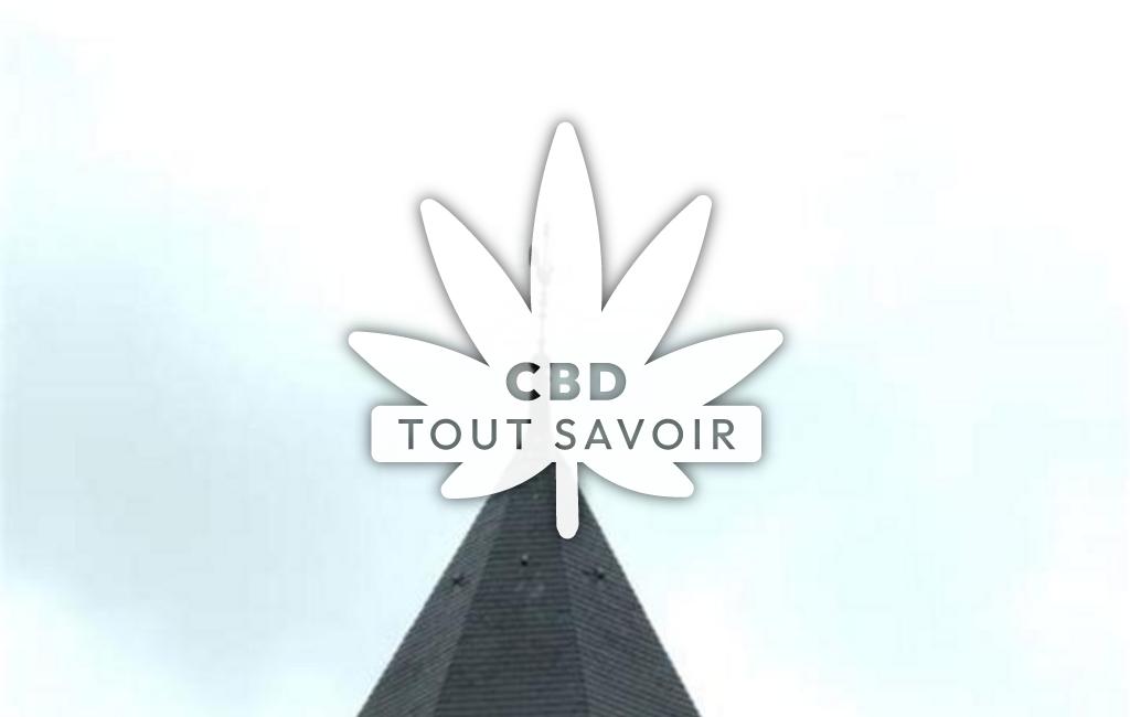 Village à Antogny-le-Tillac avec feuille Cannabis CBD