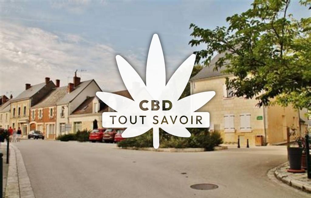 Village à Sainte-Catherine-de-Fierbois avec feuille Cannabis CBD