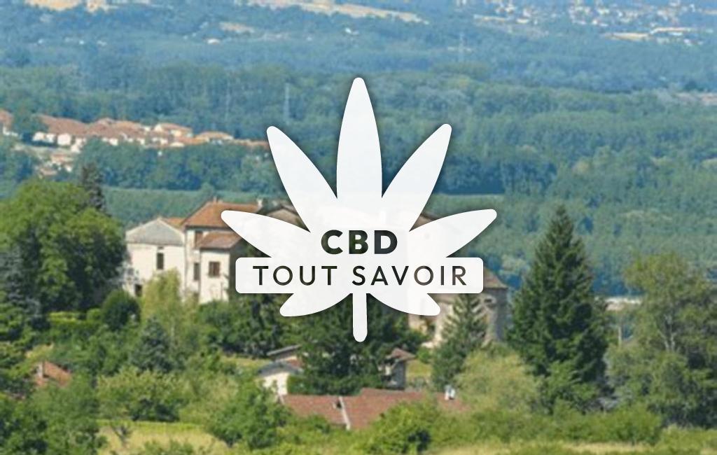 Village à Saint-Alban-de-Roche avec feuille Cannabis CBD