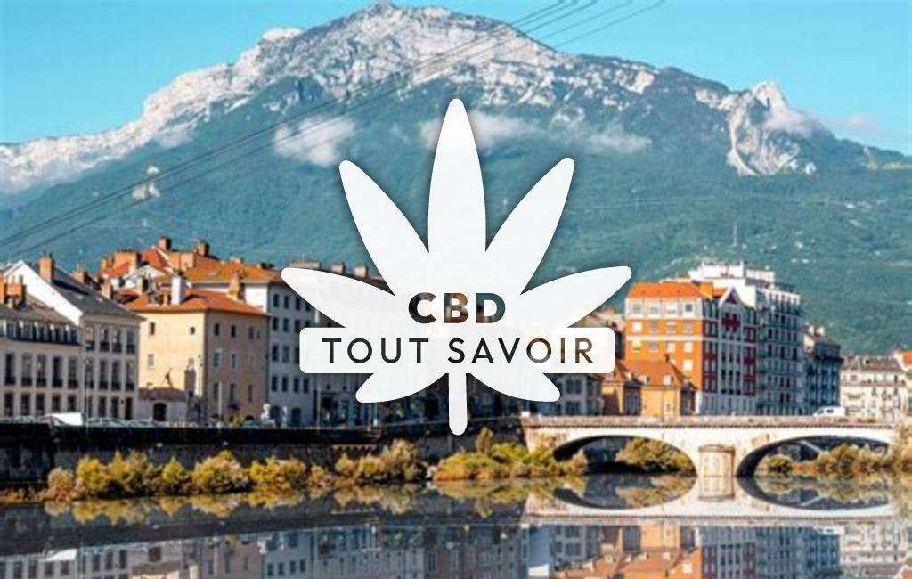 Village à Grenoble avec feuille Cannabis CBD