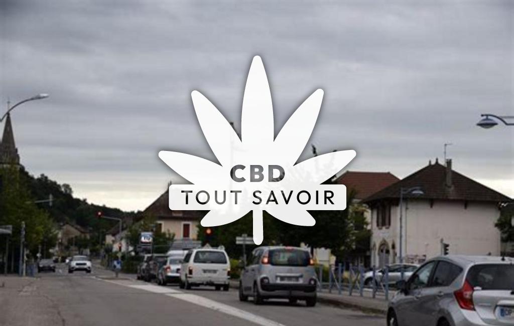 Village à Saint-Clair-de-la-Tour avec feuille Cannabis CBD