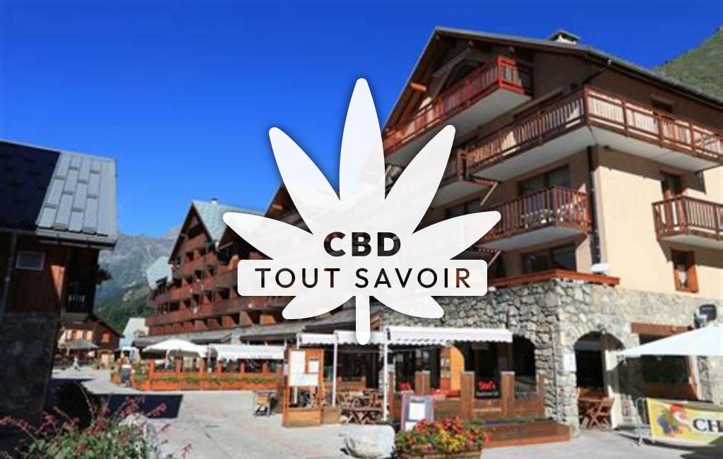 Village à Vaujany avec feuille Cannabis CBD