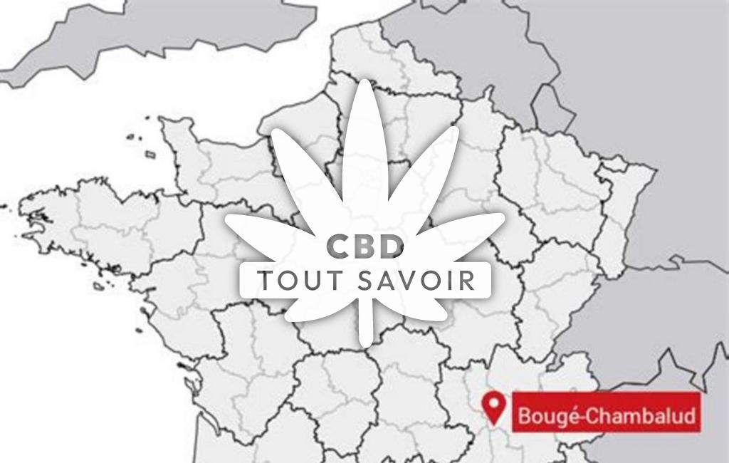 Village à Bouge-Chambalud avec feuille Cannabis CBD