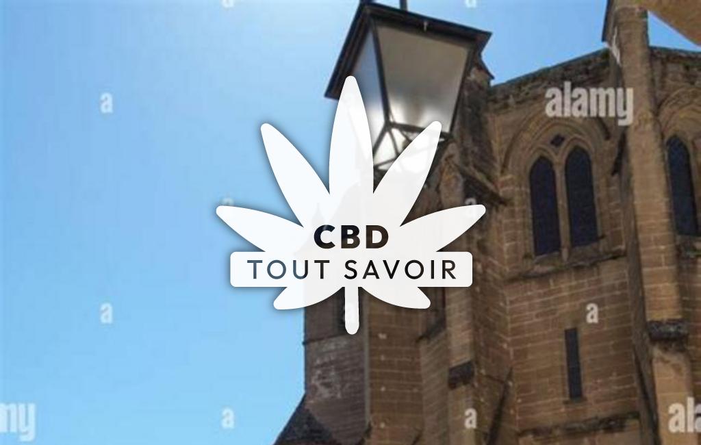 Village à Saint-Antoine-l'Abbaye avec feuille Cannabis CBD