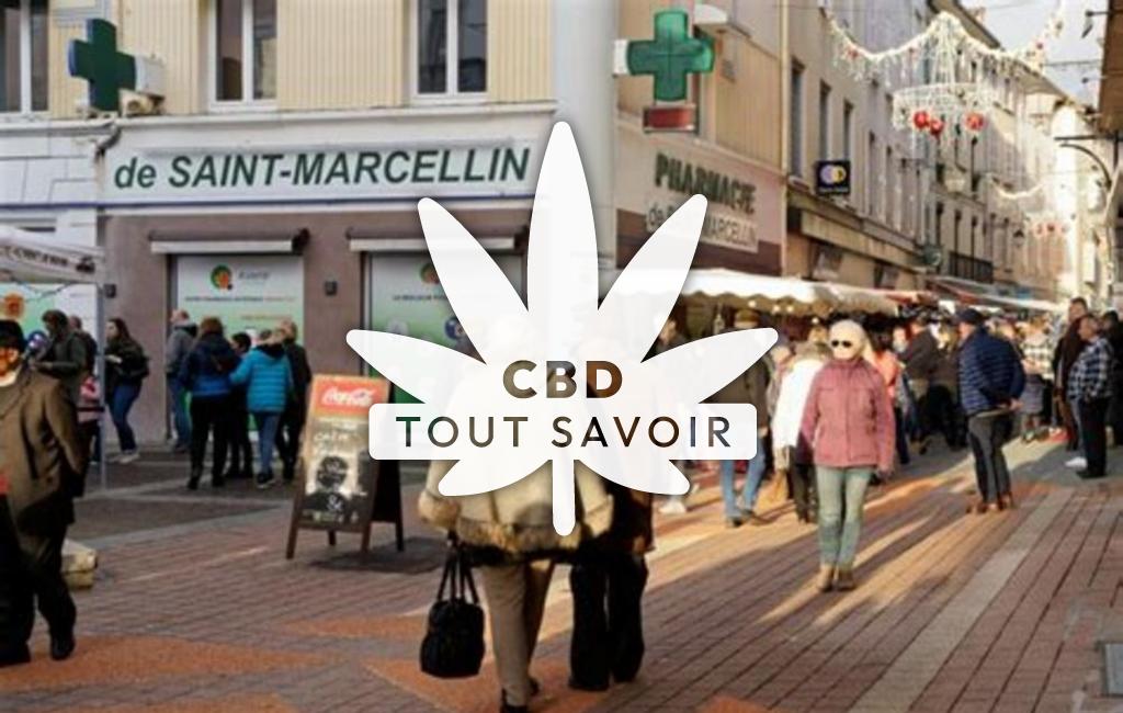 Village à Saint-Marcellin avec feuille Cannabis CBD