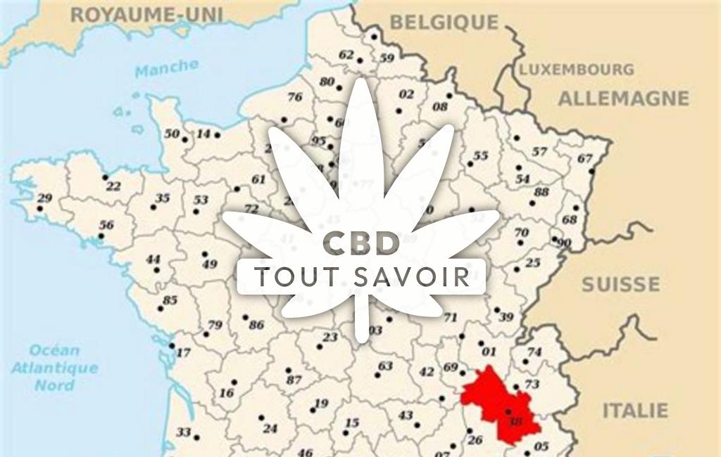 Village à Saint-Quentin-sur-Isere avec feuille Cannabis CBD