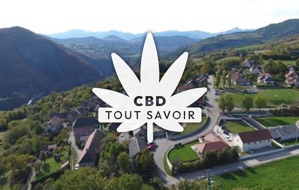 Village à Ponsonnas avec feuille Cannabis CBD