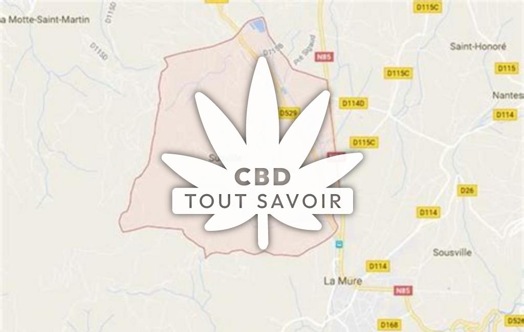 Village à Susville avec feuille Cannabis CBD