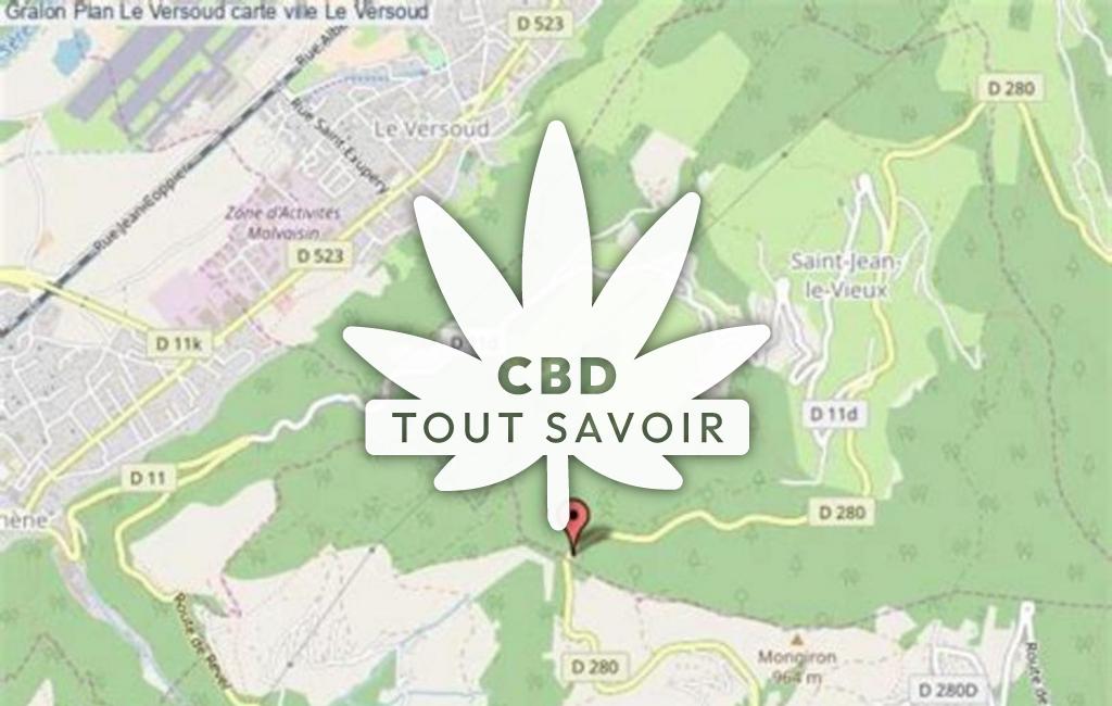 Village à Le-Versoud avec feuille Cannabis CBD