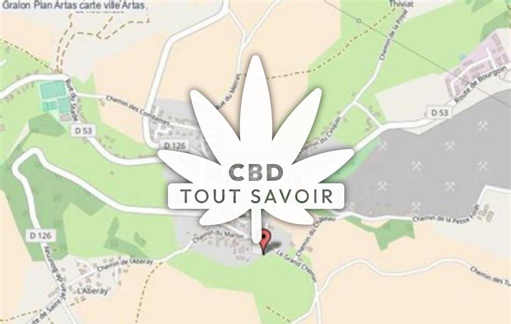 Village à Artas avec feuille Cannabis CBD