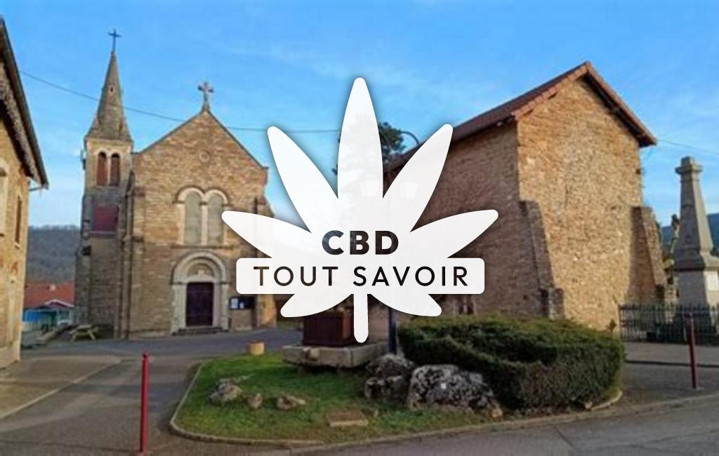 Village à Villemoirieu avec feuille Cannabis CBD
