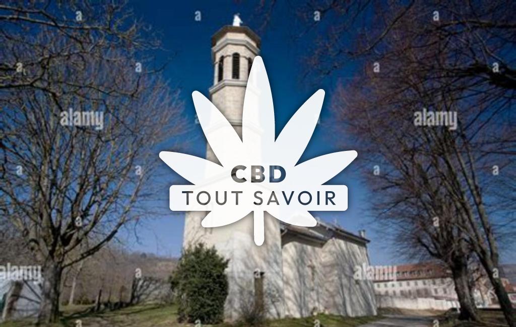 Village à Notre-Dame-de-l'Osier avec feuille Cannabis CBD