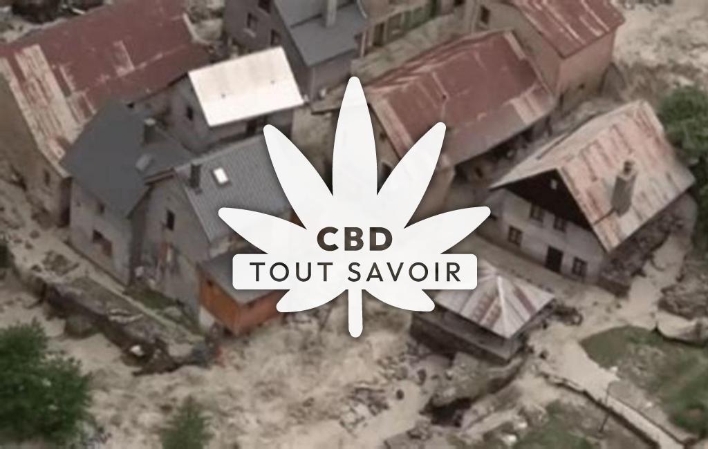 Village à Saint-Christophe-en-Oisans avec feuille Cannabis CBD