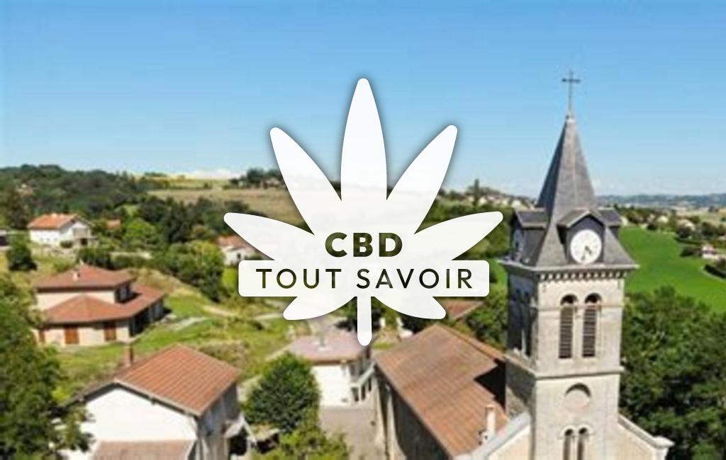 Village à Saint-Just-Chaleyssin avec feuille Cannabis CBD