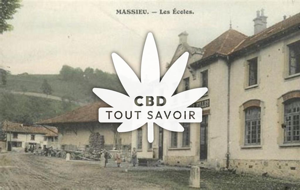 Village à Massieu avec feuille Cannabis CBD