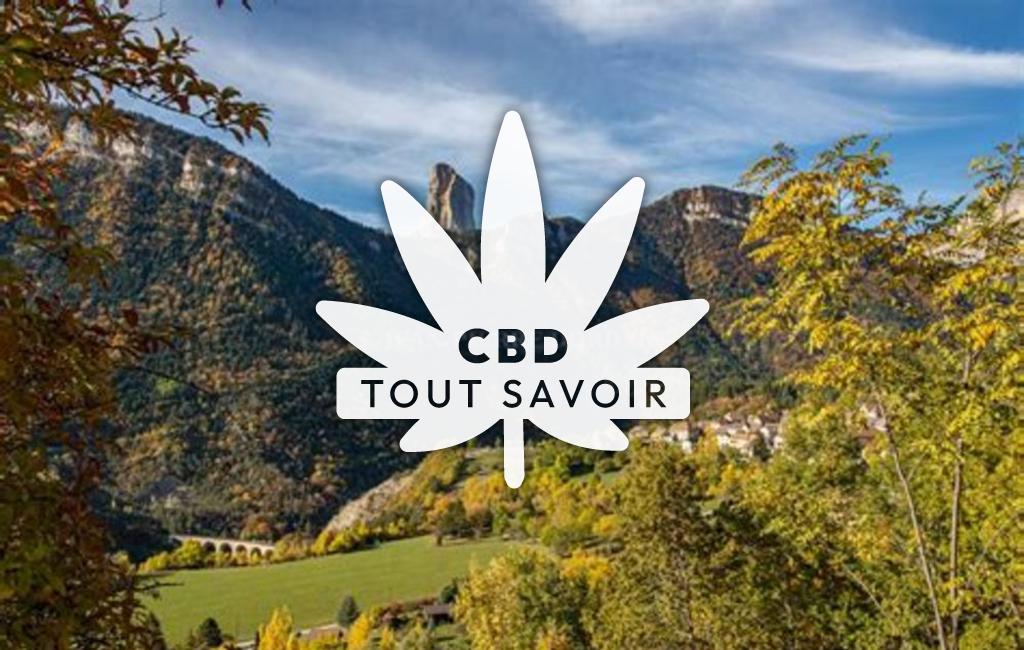 Village à Saint-Michel-les-Portes avec feuille Cannabis CBD