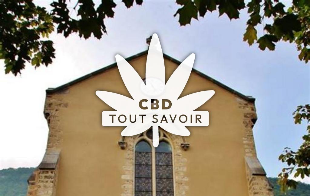 Village à Saint-Vincent-de-Mercuze avec feuille Cannabis CBD