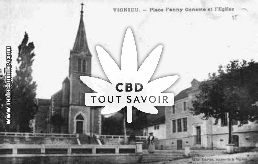 Village à Vignieu avec feuille Cannabis CBD