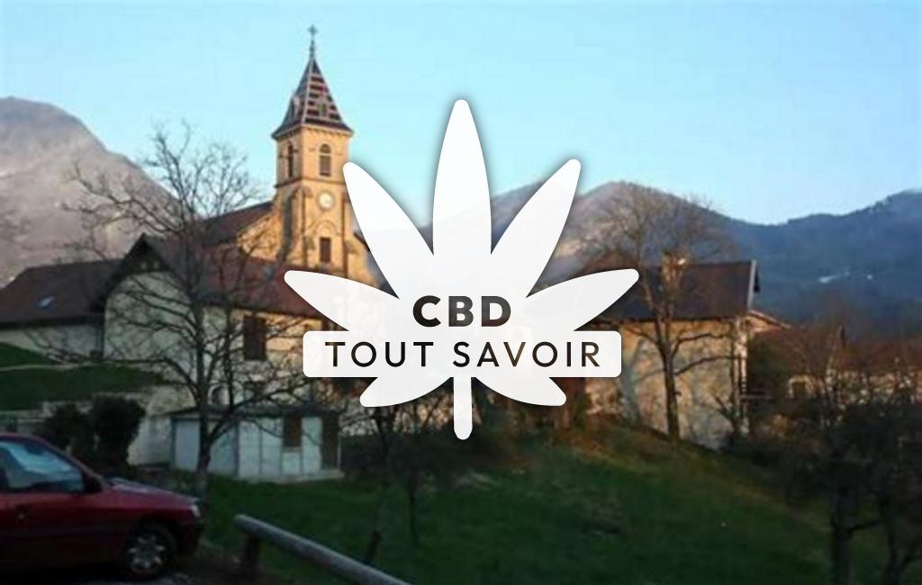 Village à Quaix-en-Chartreuse avec feuille Cannabis CBD