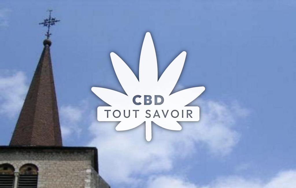 Village à Chaux-Champagny avec feuille Cannabis CBD
