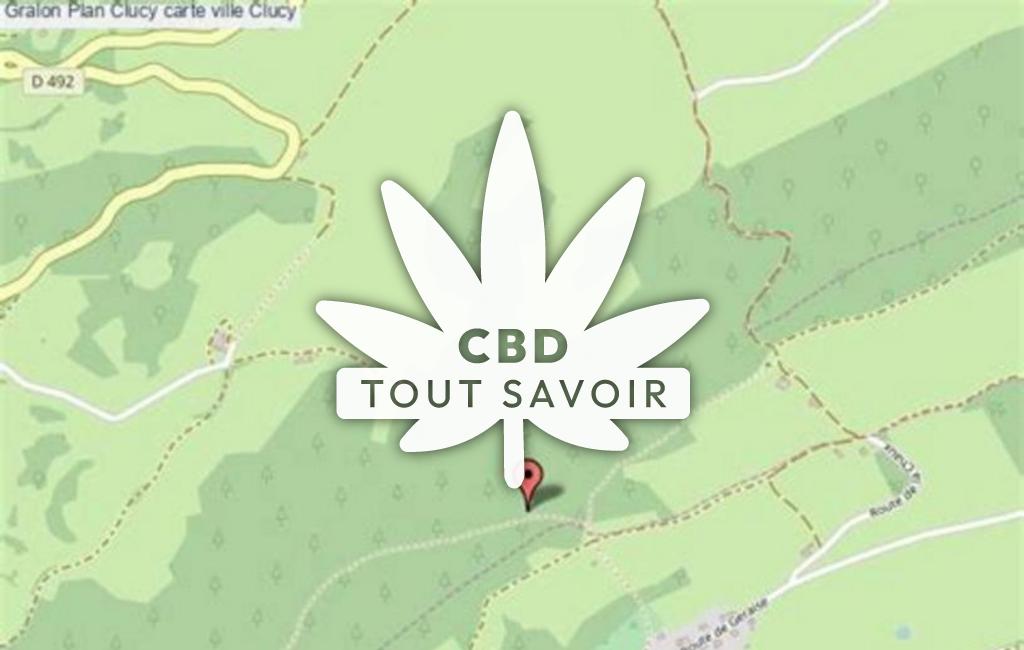 Village à Clucy avec feuille Cannabis CBD