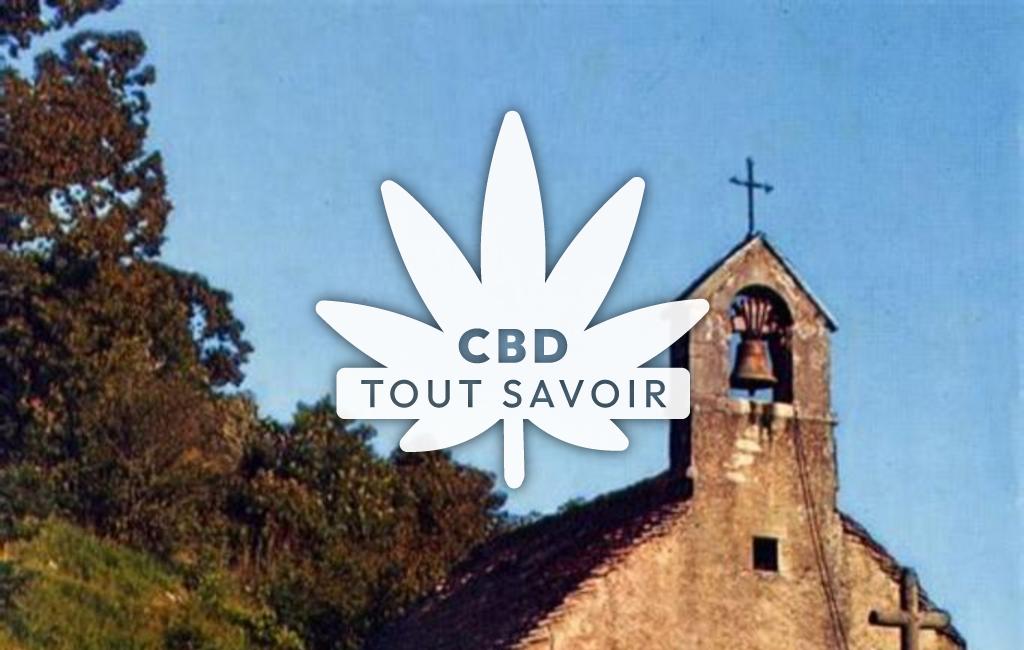 Village à Menetrux-en-Joux avec feuille Cannabis CBD