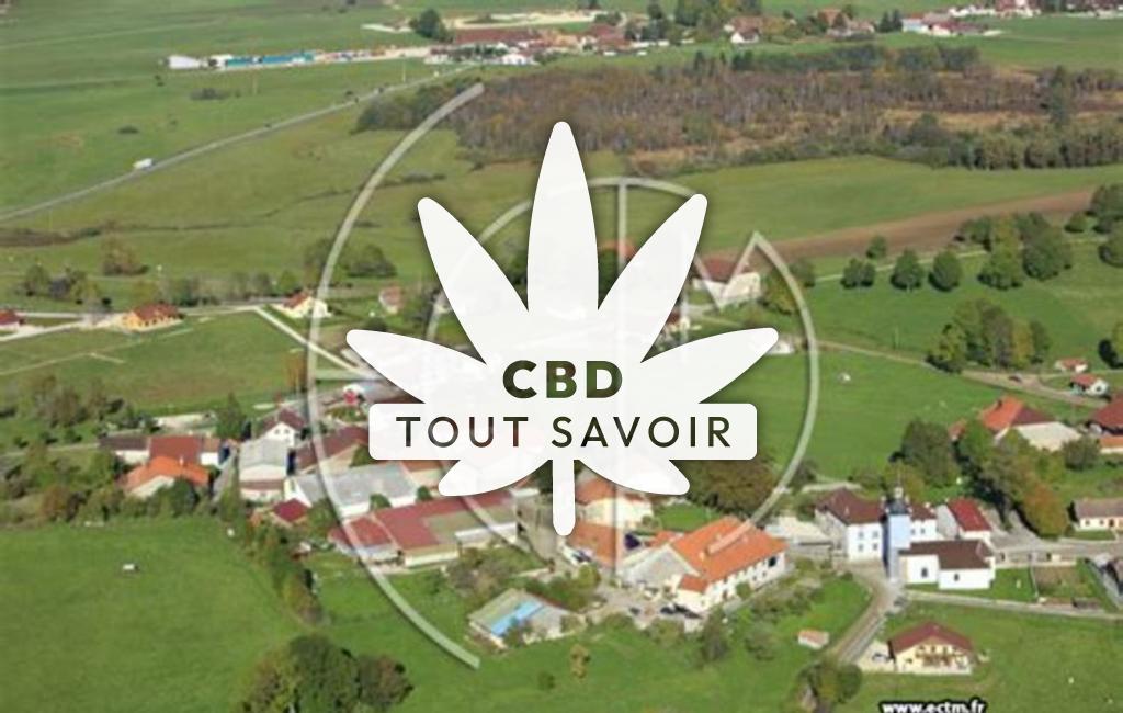 Village à Esserval-Tartre avec feuille Cannabis CBD