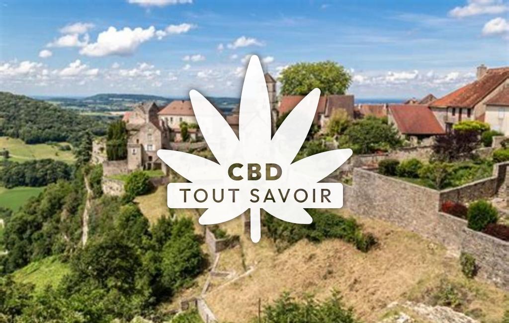 Village à Monnet-la-Ville avec feuille Cannabis CBD