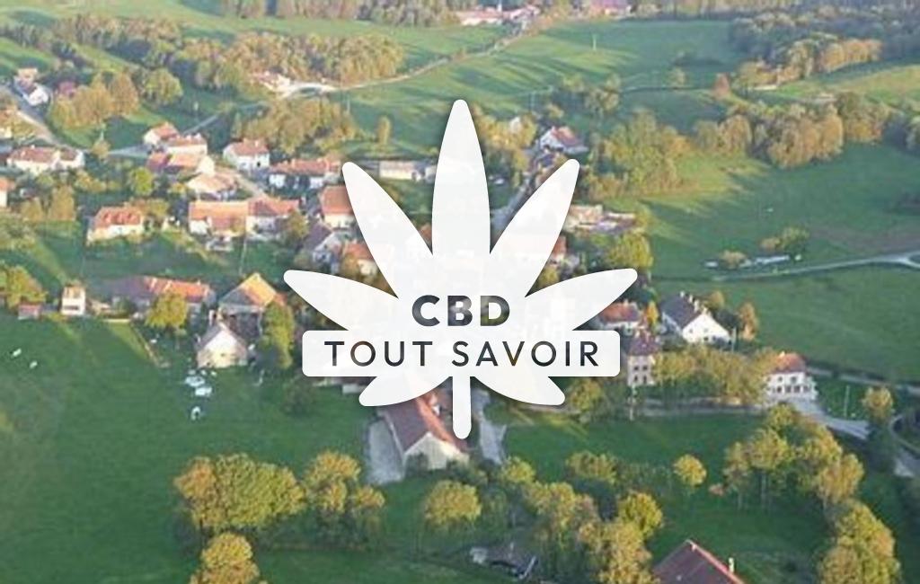 Village à Saffloz avec feuille Cannabis CBD