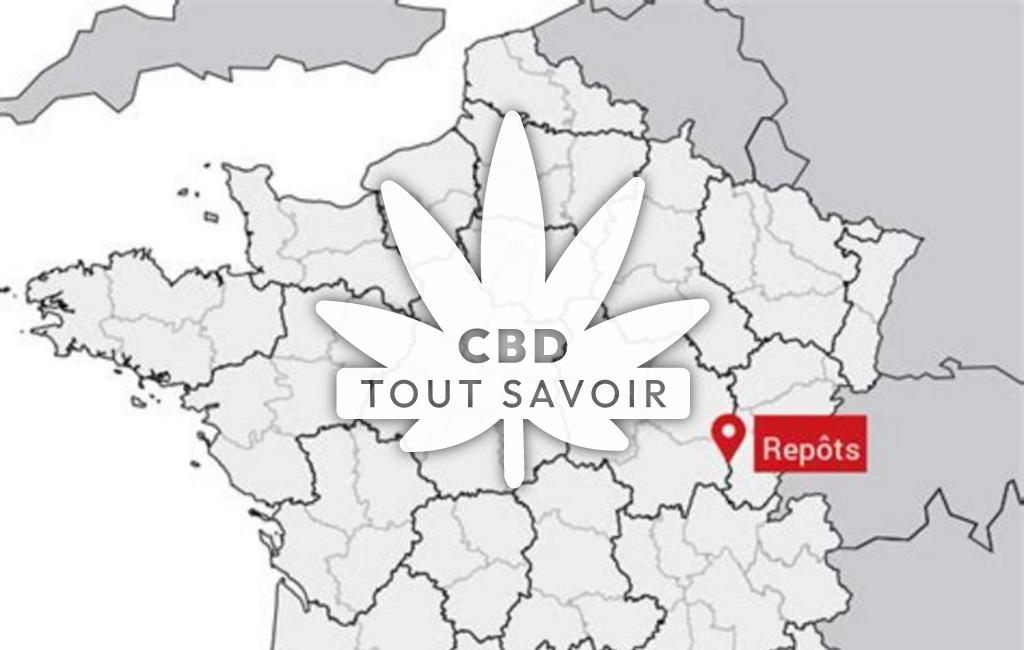 Village à Les-Repots avec feuille Cannabis CBD